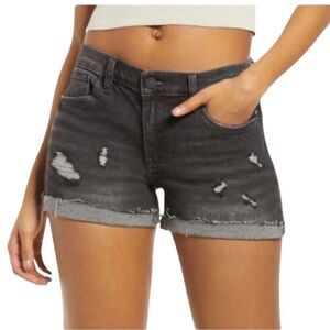 Blank NYC Women’s “The Fulton” Roll Up Distressed Black Shorts - Size 28 NEW